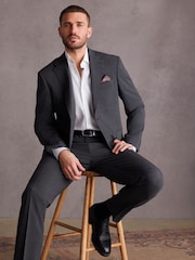 Grey Regular Fit Signature Italian Fabric Suit Jacket - Image 2 of 10