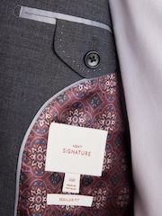 Grey Regular Fit Signature Italian Fabric Suit Jacket - Image 5 of 10