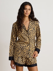 Lauren Ralph Lauren Animal Cotton Sateen Long Sleeve Top & Boxer Set - Image 1 of 4