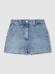 Reiss Light Blue Olivia High Rise Denim Shorts - Image 2 of 5
