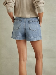 Reiss Light Blue Olivia High Rise Denim Shorts - Image 4 of 5