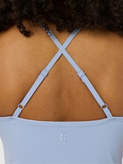 Sweaty Betty Blue Explorer Ribbed Halter Neck Strappy Maxi Dress - Image 4 of 6