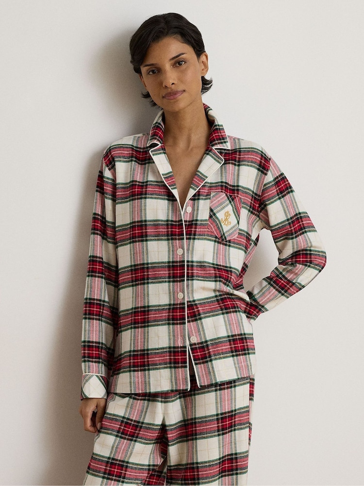Lauren Ralph Lauren Cream Brushed Cotton Pyjamas Set - Image 2 of 4 Lauren Ralph Lauren Cream Brushed Cotton Pyjamas Set - Image 2 of 4