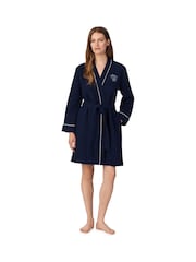 Lauren Ralph Lauren Blue Cotton Waffle Kimono Robe - Image 1 of 4