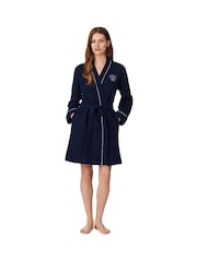 Lauren Ralph Lauren Blue Cotton Waffle Kimono Robe - Image 2 of 4