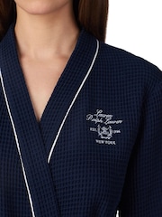 Lauren Ralph Lauren Blue Cotton Waffle Kimono Robe - Image 3 of 4