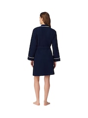 Lauren Ralph Lauren Blue Cotton Waffle Kimono Robe - Image 4 of 4