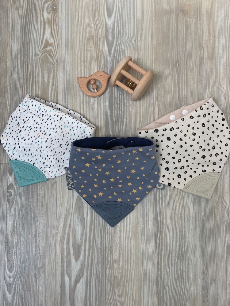 Cheeky Chompers Teething Dribble Baby 100% Cotton Bibs 3 Pack - Image 1 of 11