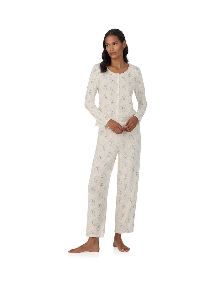 Lauren Ralph Lauren White Cotton Button Down Pyjamas Set - Image 1 of 4
