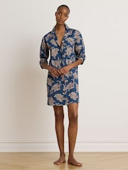 Lauren Ralph Lauren Blue Cotton Long Sleeve Nightshirt - Image 1 of 4