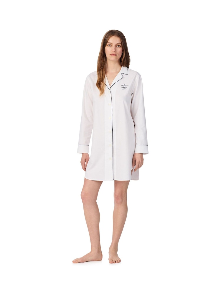 Lauren Ralph Lauren White Long Sleeve Cotton Boyfriend Shirt - Image 1 of 3 Lauren Ralph Lauren White Long Sleeve Cotton Boyfriend Shirt - Image 1 of 3