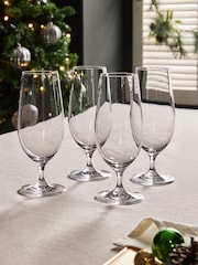 Set of 4 Clear Nova Footed Beer Glasses - Image 3 of 3