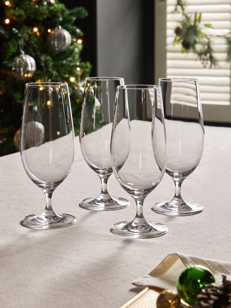 Set of 4 Clear Nova Footed Beer Glasses - Image 3 of 3
