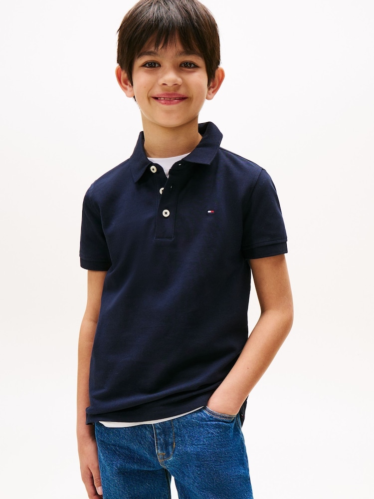 Tommy Hilfiger Navy Blue Flag Short Sleeve 100% Cotton Polo Shirt - Image 1 of 6 Tommy Hilfiger Navy Blue Flag Short Sleeve 100% Cotton Polo Shirt - Image 1 of 6