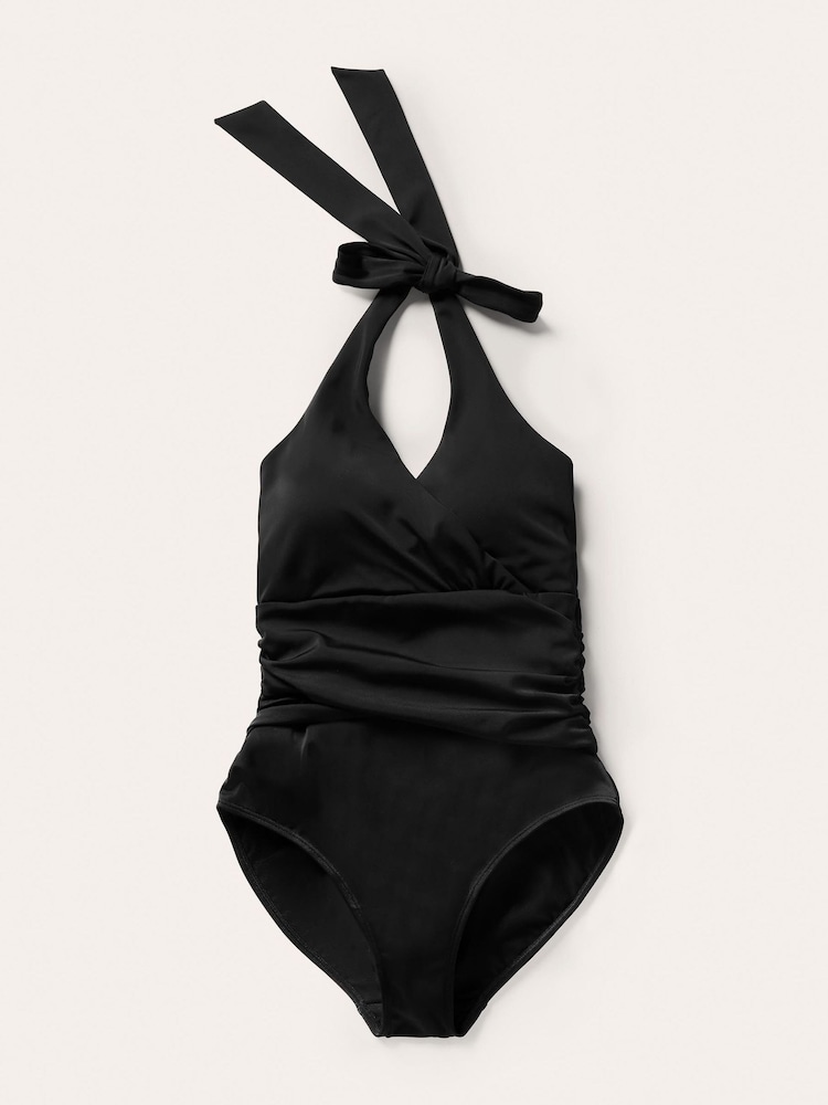 Schwarz - Boden Levanzo Badeanzug mit Raffung und Neckholder - Bild 5 von 5