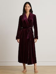 Lauren Ralph Lauren Purple Velvet Long Sleeve Robe - Image 1 of 4