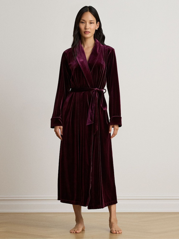 Lauren Ralph Lauren Purple Velvet Long Sleeve Robe - Image 1 of 4