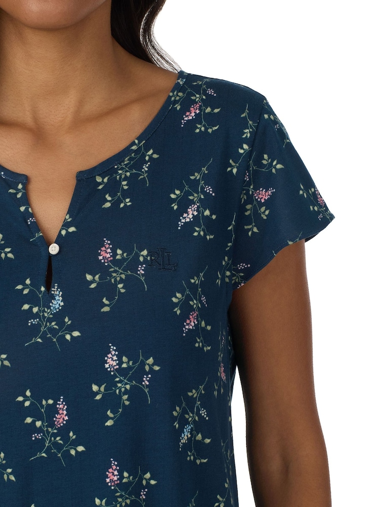 Lauren Ralph Lauren Blue Cotton Knit Nightdress - Image 3 of 3 Lauren Ralph Lauren Blue Cotton Knit Nightdress - Image 3 of 3