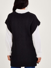 črna - Monsoon Pleten Tabard pletena jopa - Slika 2 iz 4