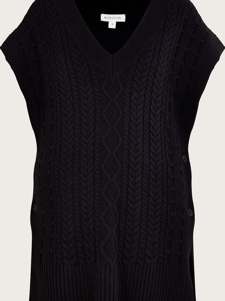 črna - Monsoon Pleten Tabard pletena jopa - Slika 4 iz 4