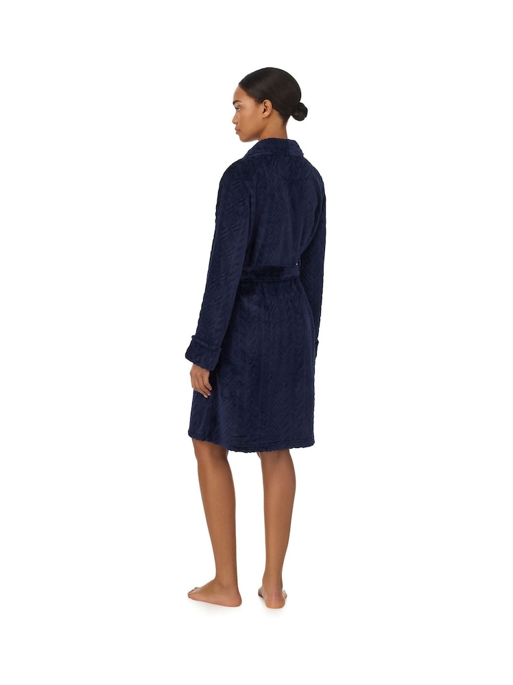Lauren Ralph Lauren Blue Short Fleece Robe - Image 2 of 3 Lauren Ralph Lauren Blue Short Fleece Robe - Image 2 of 3