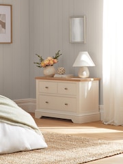 Chalk White Hampton Country Collection Luxe Painted Oak 3 Drawer Wide Bedside Table - Image 1 of 7
