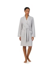 Lauren Ralph Lauren Grey Cotton Herringbone Robe - Image 1 of 3