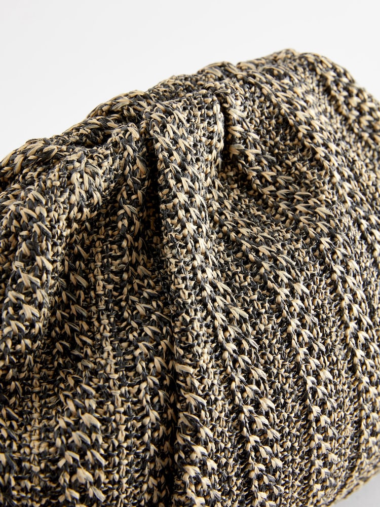 Black/White Raffia Clutch Bag - Image 10 of 10