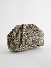 Black/White Raffia Clutch Bag - Image 5 of 10