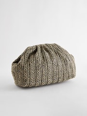 Black/White Raffia Clutch Bag - Image 7 of 10