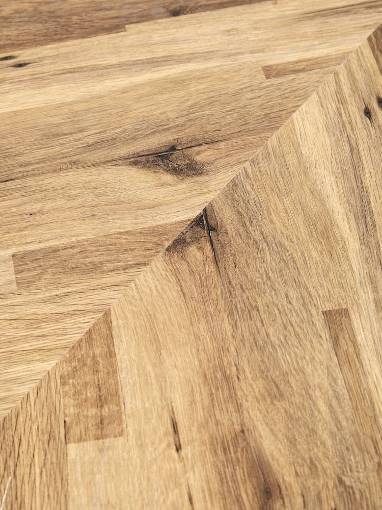 Dark Bronx Chevron Oak Effect 6 to 8 Seater Extending Dining Table - Image 10 of 10