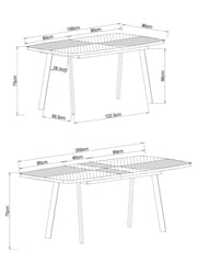 Dark Bronx Chevron Oak Effect 6 to 8 Seater Extending Dining Table - Image 3 of 10