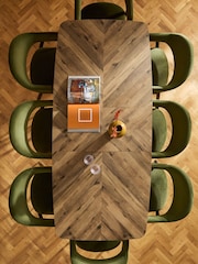 Dark Bronx Chevron Oak Effect 6 to 8 Seater Extending Dining Table - Image 5 of 10