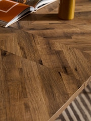 Dark Bronx Chevron Oak Effect 6 to 8 Seater Extending Dining Table - Image 6 of 10
