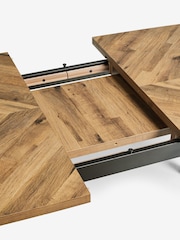 Dark Bronx Chevron Oak Effect 6 to 8 Seater Extending Dining Table - Image 9 of 10