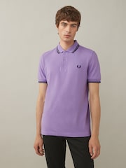 Ultraviolett/Marineblau - Fred Perry Polo-Shirt mit Doppelstreifen - Bild 1 von 7