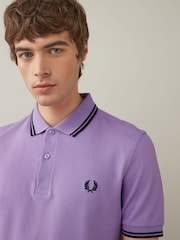 Ultraviolett/Marineblau - Fred Perry Polo-Shirt mit Doppelstreifen - Bild 4 von 7