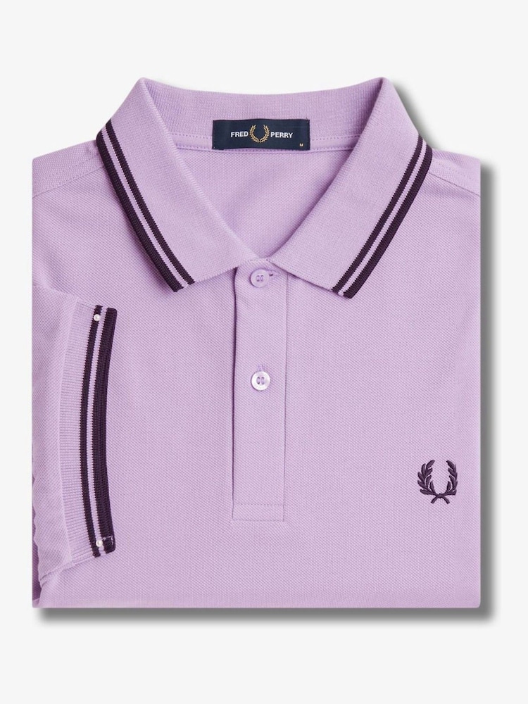 Ultraviolett/Marineblau - Fred Perry Polo-Shirt mit Doppelstreifen - Bild 7 von 7