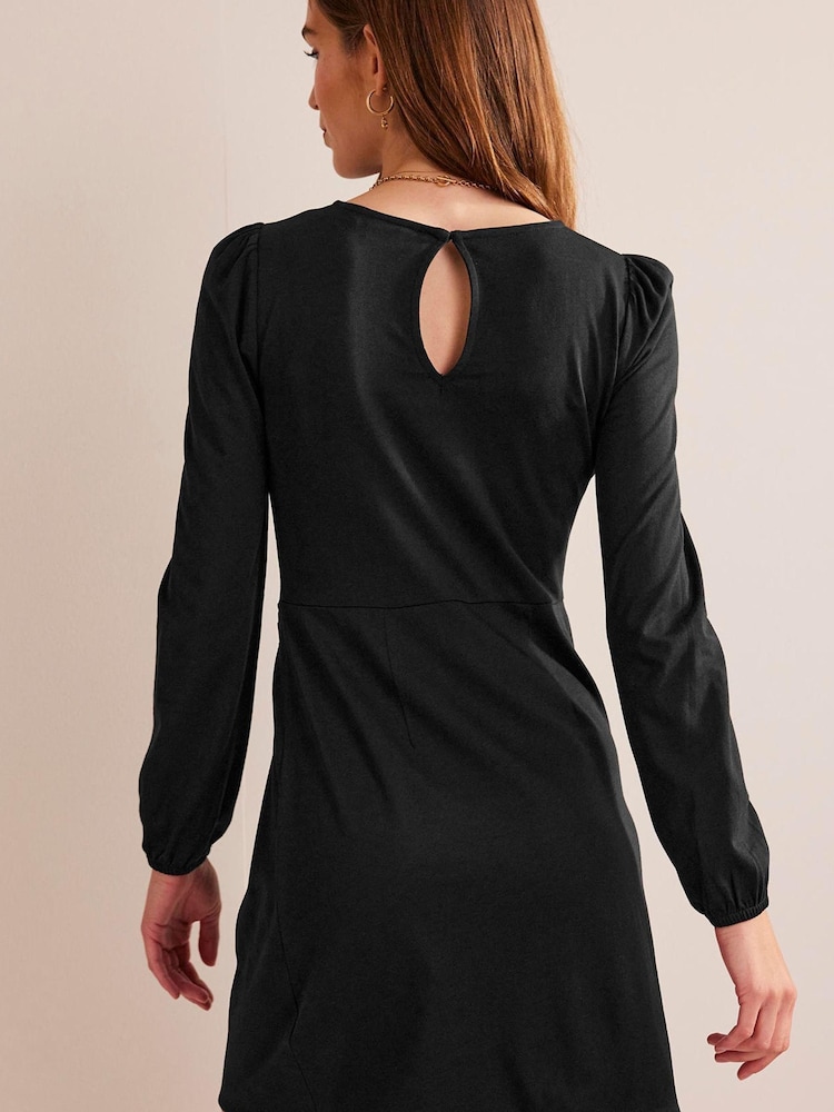 Boden Black Wrap-Effect Jersey Mini Dress - Image 2 of 5