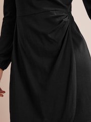 Boden Black Wrap-Effect Jersey Mini Dress - Image 4 of 5