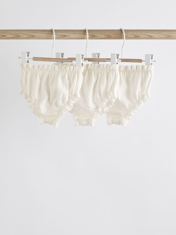White 100% Cotton Baby Knickers 3 Pack (0mths-2yrs) - Image 1 of 6