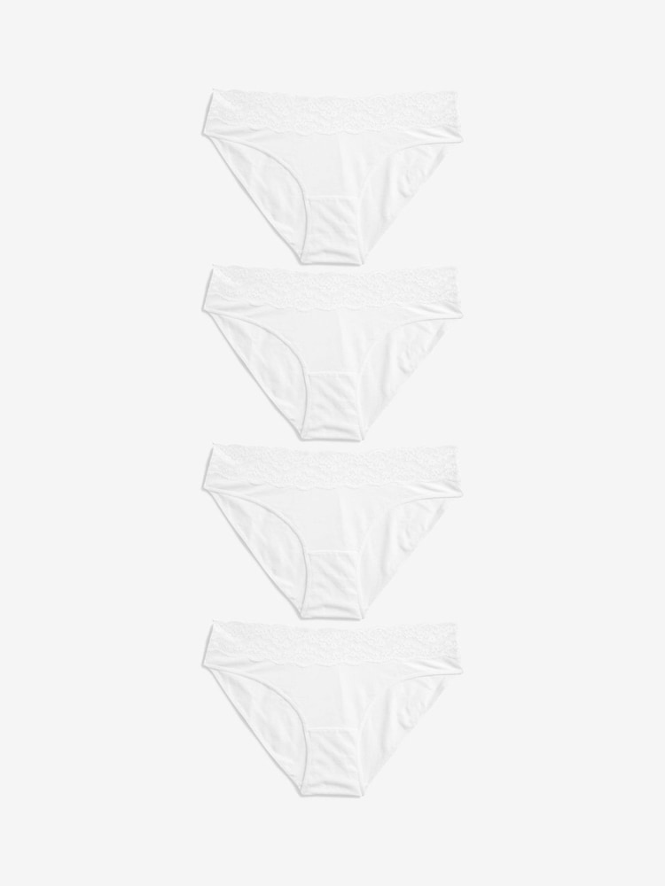 White High Leg Lace Knickers 4 Pack - Image 1 of 5
