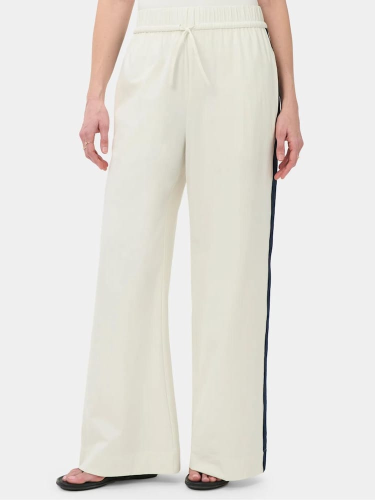 Sweaty Betty White Summer City Wide Leg Long Trousers with Side Stripe - Image 1 of 6 Sweaty Betty White Summer City Wide Leg Long Trousers with Side Stripe - Image 1 of 6