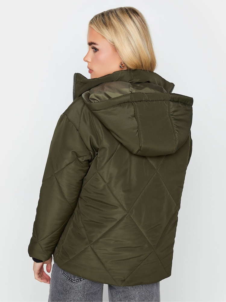 PixieGirl Petite Green Diamond Quilt Hooded Coats - Image 1 of 4