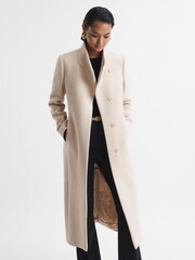 Reiss Stone Mischa Tailored Wool Blend Longline Coat - Image 3 of 6
