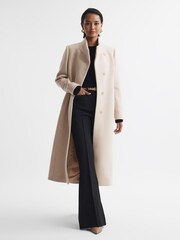 Reiss Stone Mischa Tailored Wool Blend Longline Coat - Image 6 of 6