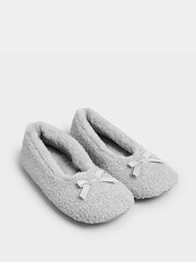 Yours Curve Grey Wide Fit Borg Ballet Slippers - Image 2 of 5