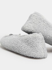 Yours Curve Grey Wide Fit Borg Ballet Slippers - Image 4 of 5