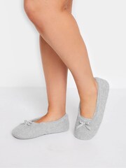 Yours Curve Grey Wide Fit Borg Ballet Slippers - Image 5 of 5