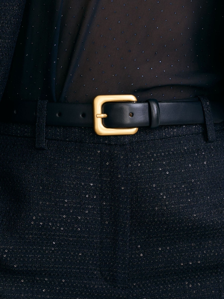 Reiss Navy Beatrice Leather Square-Buckle Belt - Image 1 of 5 Reiss Navy Beatrice Leather Square-Buckle Belt - Image 1 of 5